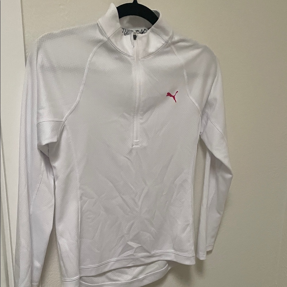 Puma White and Pink Kids Pullover